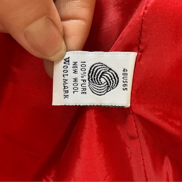 Vintage Pendleton Women's Classic Red Blazer Pure Virgin Wool Notch Collar Sz 14 - Picture 9 of 10